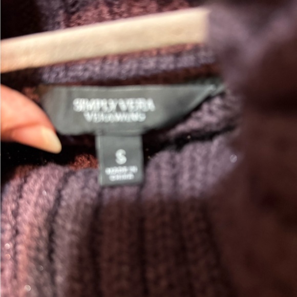 Simply Vera Vera Wang Deep Purple Sparkle Cowl Neck Sweater, Cozy, Warm, Sz Sm - Picture 8 of 8